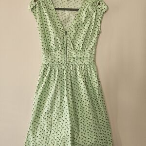 DownEast Mint Green V-Neck Gathered-Waist Mini Dress